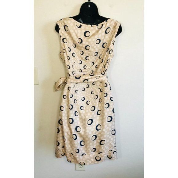 Diane Von Furstenberg Silk New Della Ruched Tie Waist Dress Retro Beige Dot, 6 - Picture 8 of 16